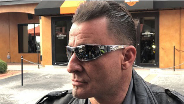 Rider Wearing Bagger Biker Glasses