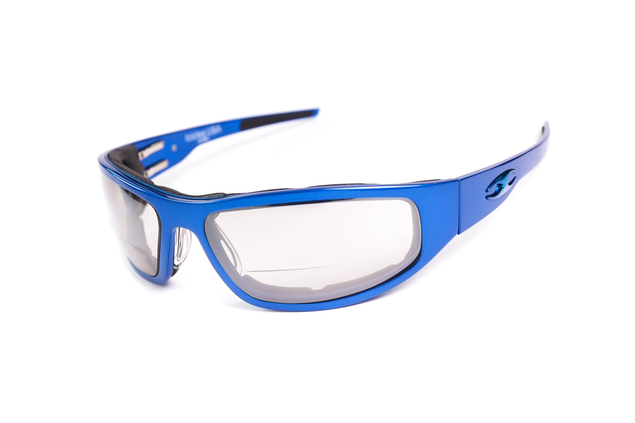 Icicles Eyewear “Bagger” Gunmetal Motorcycle Sunglasses (Smooth) No - Single / Polarized Mirror - Blue / No
