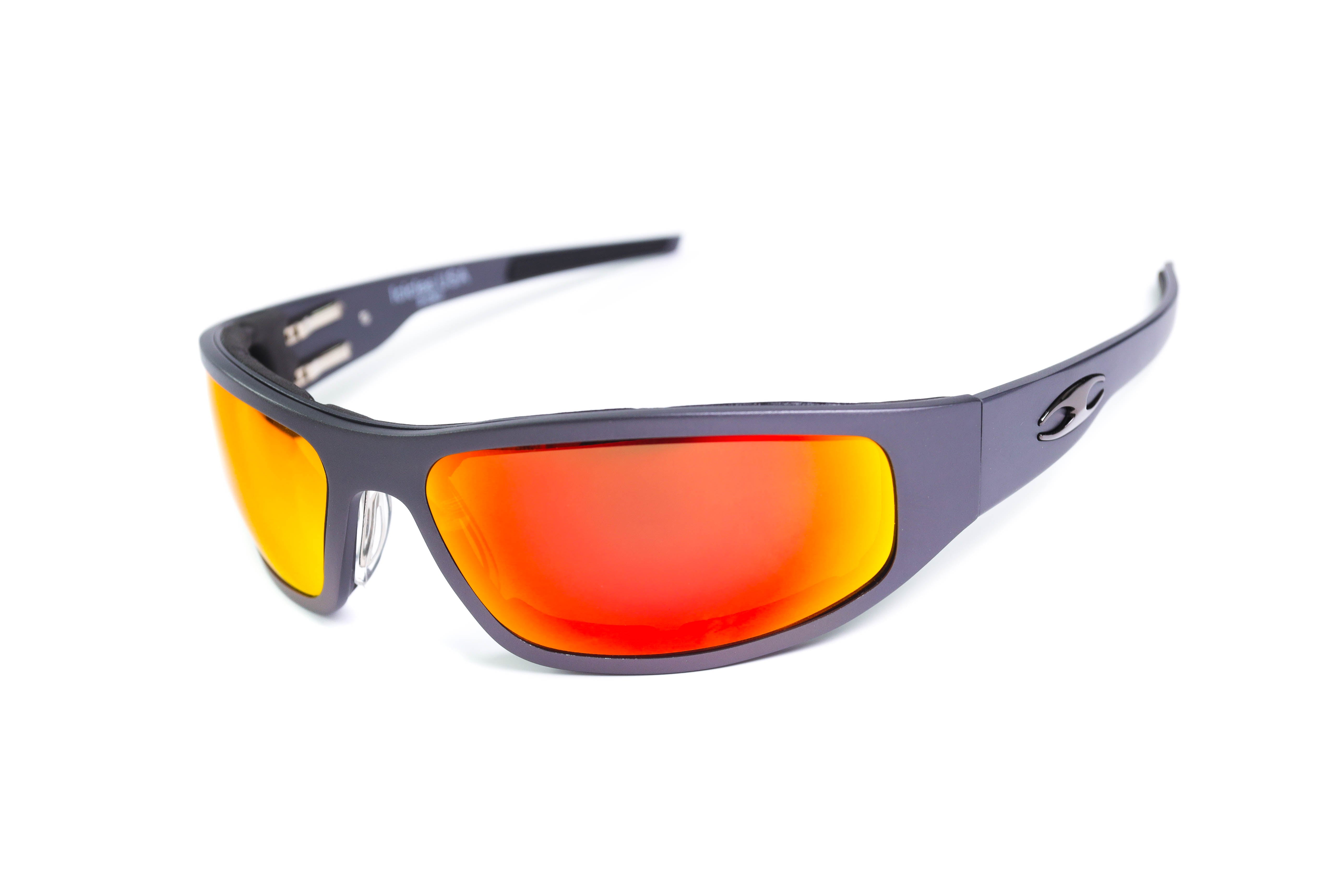 Icicles Eyewear “Bagger” Gunmetal Motorcycle Sunglasses (Smooth) No - Single / Polarized Mirror - Blue / No