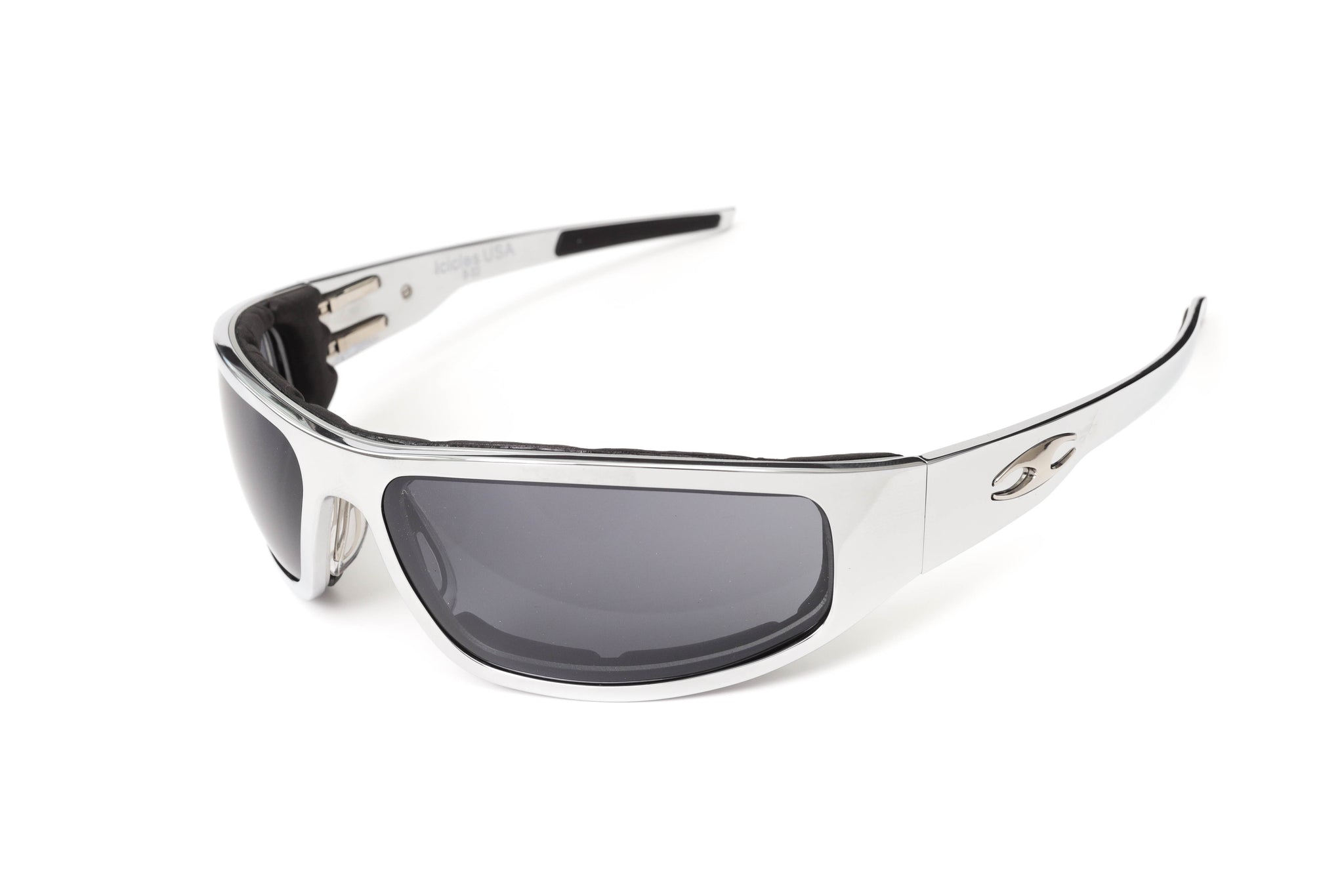 Icicles Eyewear “Bagger” Chrome Motorcycle Sunglasses (Smooth) No - Single / Polarized Mirror - Silver / No