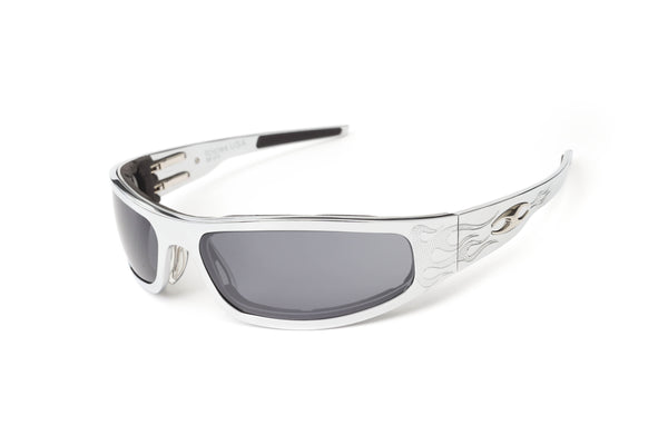 Baby Bagger Chrome Motorcycle Sunglasses (Flames)